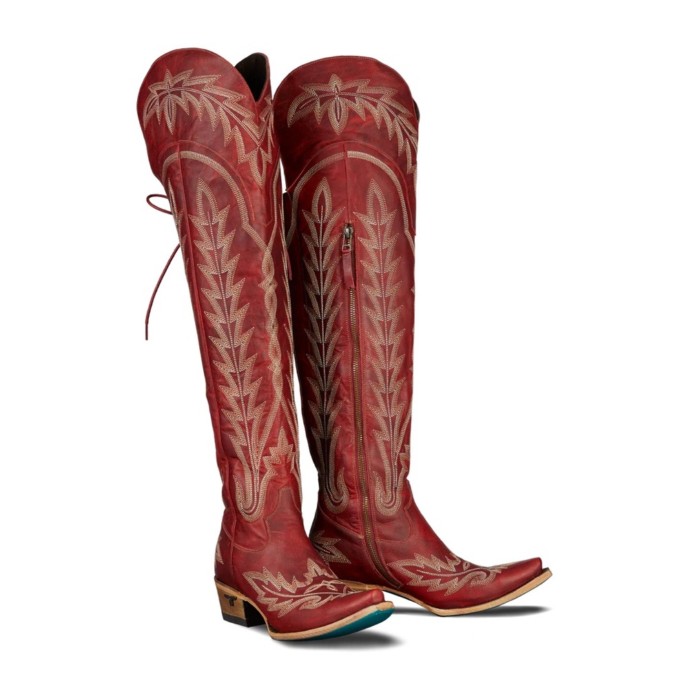 Red Embroidered Women's Cowboy Boots